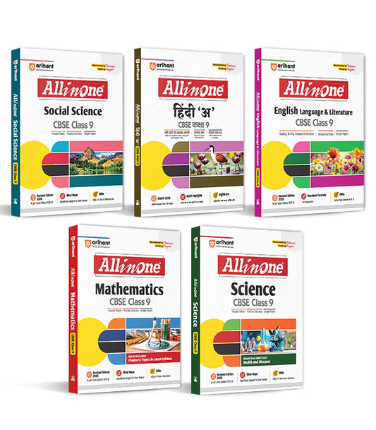 Combo of CBSE All in One class 9th Exam 2025-26 | Social Science, Hindi 'A', English Lang, Maths & Science
