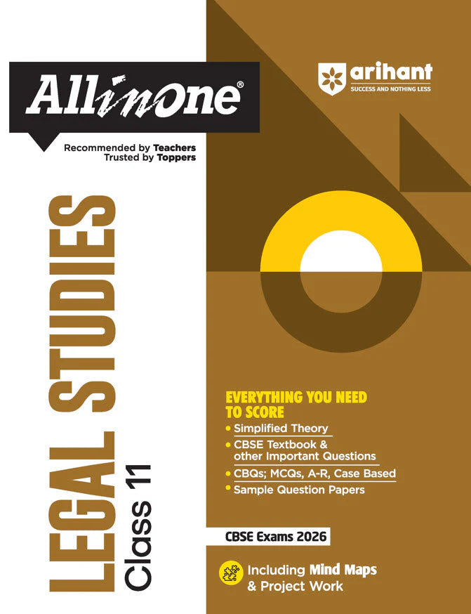 CBSE All in One Legal Studies Class 11 Exam 2025-26 | Simpified Theory, CBQs, MCQs, A-R, Case Based, Sample Question Papers| Including Mind Maps