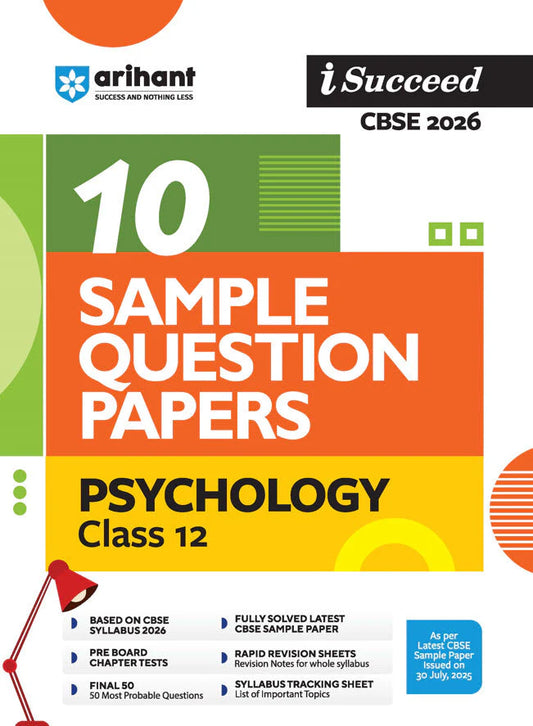 i-Succeed CBSE 2026 – Psychology Class 12 | 10 Sample Question Papers | Rapid Revision Sheets | Mind Maps | Final 50 Most Probable Questions | As per Latest CBSE Sample Paper