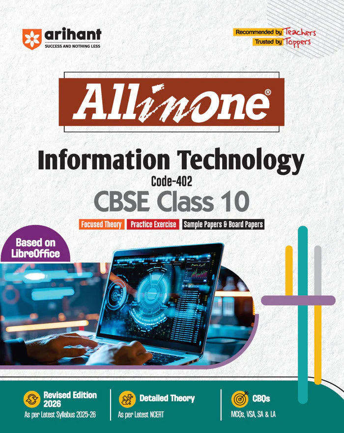 CBSE All In One Information Technology Class 10 Exam 2025-26 | Practice Exercise, Sample Papers & Board Papers, CBQs, MCQs | Revised Edition 2026