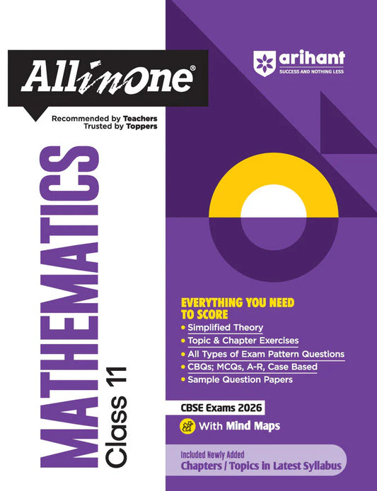 CBSE All in One Mathematics Class 11 Exam 2025-26 | CBQs, MCQs, A-R, Case Based, Sample Question Papers | Included Mind Maps