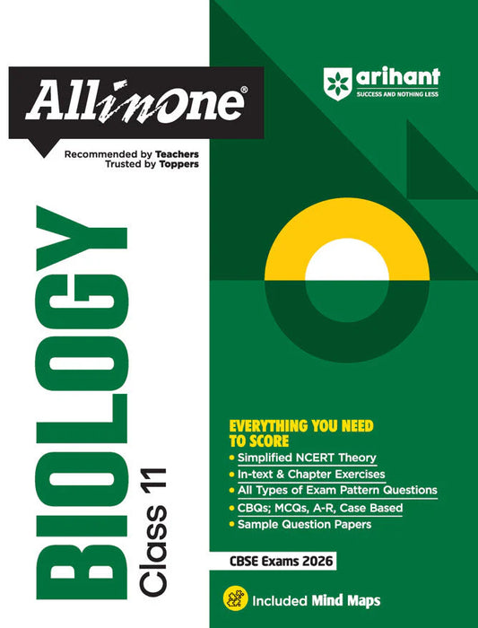 CBSE All in One Biology Class 11 Exam 2025-26 | Simpified NCERT Theory, CBQs, A-R, Case Based, Sample Question Papers| Included Mind Maps