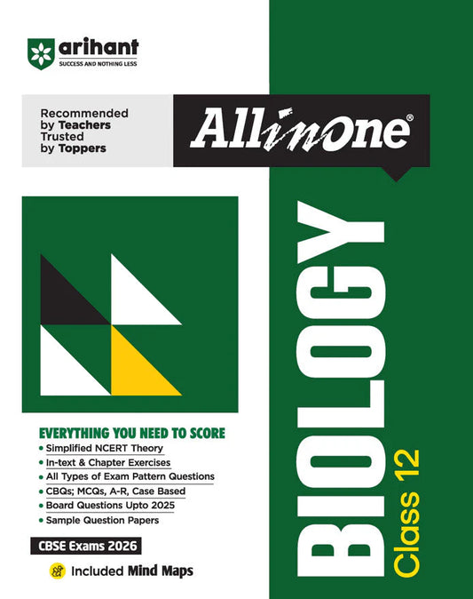 CBSE All in One Biology Class 12 Exam 2026 | Board Questions Upto 2025, Sample Question Papers | Included Mind Maps