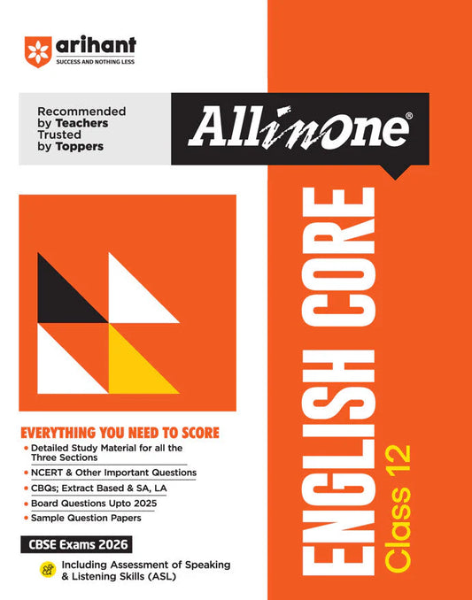 CBSE All in One English Core Class 12 Exam 2026 | Board Questions Upto 2025 | Included Assesment of Speaking & Listening skills (ASL)
