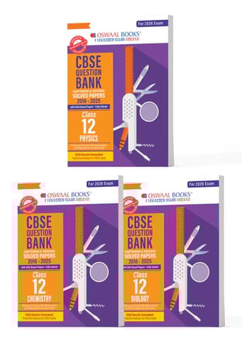 Oswaal CBSE Question Bank Class 12 Set of 3 Books Physics, Chemistry and Biology Chapterwise and Topic wise Solved Papers | Latest Edition