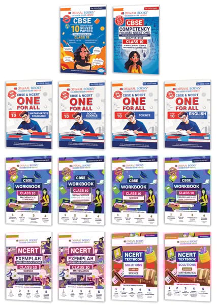 Oswaal CBSE Mega Study Pack 10 Years Solved Paper, Competency Focused Questions, CBSE and NCERT One For All, CBSE Workbook, Exemplar and Textbook Solutions For Class 10 (For 2026 Exam)