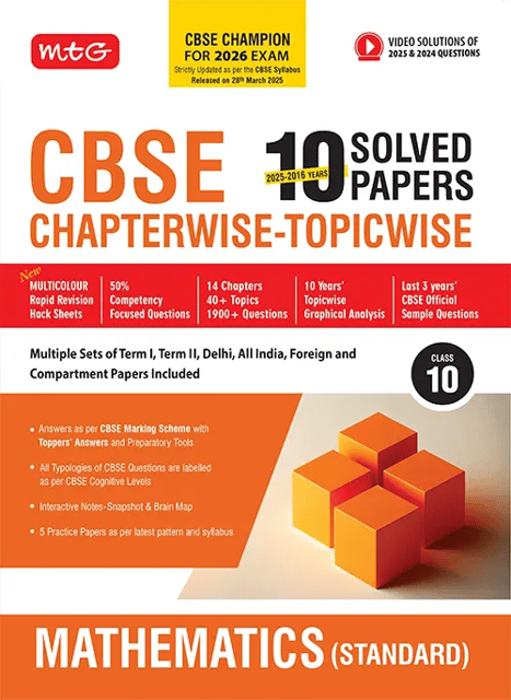 MTG Class 10 Mathematics Standard CBSE 10 Years Sample Question Papers | Latest Edition