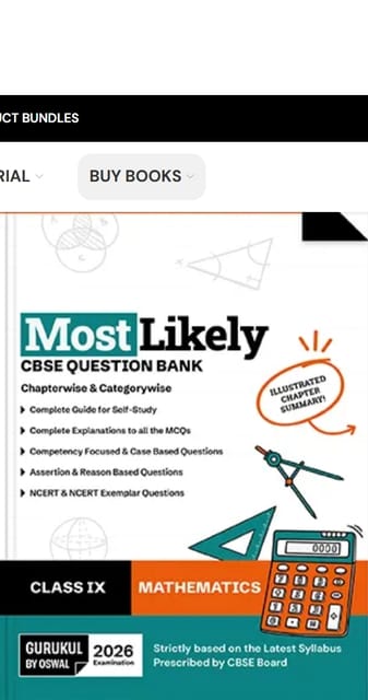 Gurukul Oswal Most Likely Question Bank Mathematics Class 9 | Latest Edition