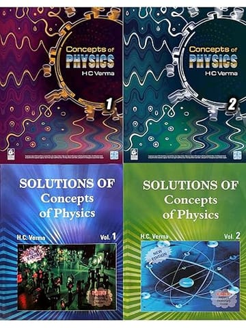 Concept of Physics by HC Verma Part 1 and 2 with Solutions of both the Volumes Set of 4 Books