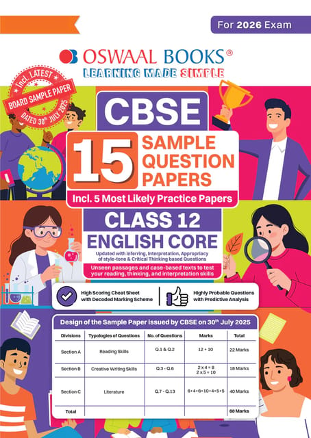 Class 12 English Core Sample Paper | Oswaal | Latest Edition