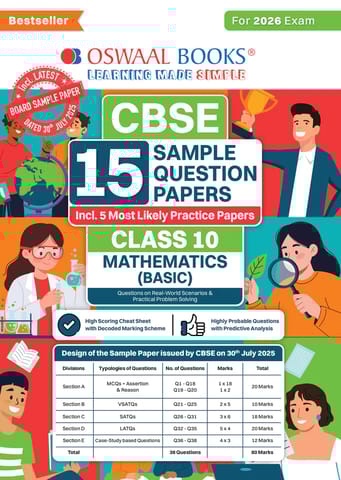 Oswaal CBSE 15 Sample Question Papers Mathematics Basic Class 10 | Latest Edition