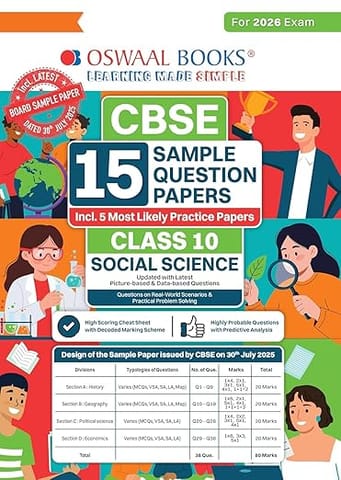 Oswaal CBSE 15 Sample question Paper Social Science Class 10 | Latest Edition