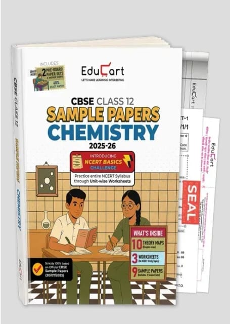 Educart CBSE Class 12 chemistry Sample Paper with solved papers and exam practice sets | Latest Edition