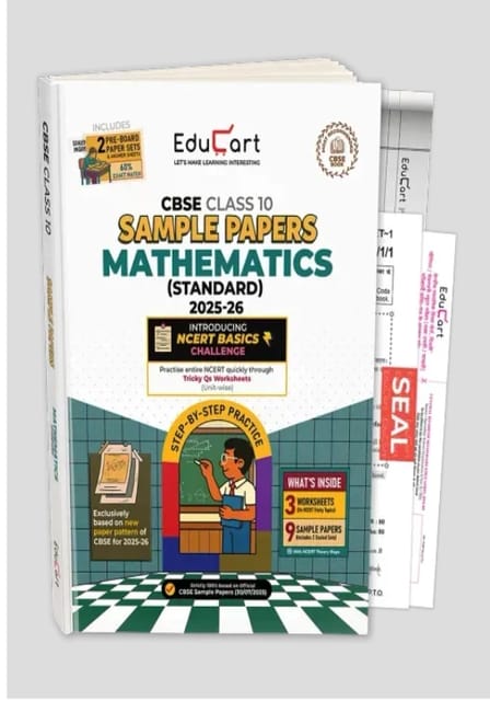 Educart CBSE Class 10 Mathematics (Standard) Sample Paper with solved papers and exam practice sets | Latest Edition