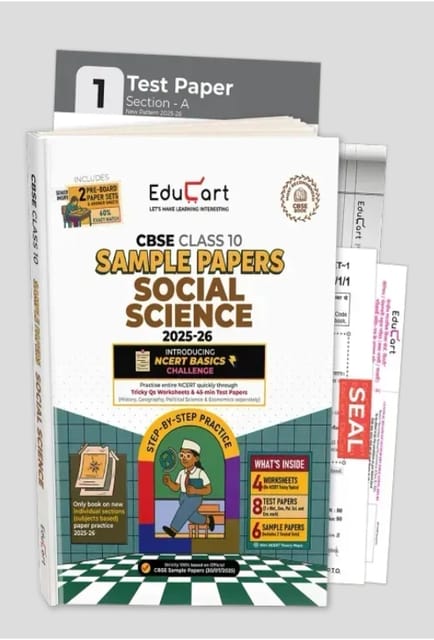 Educart CBSE Class 10 Social science Sample Paper with solved papers and exam practice sets | Latest Edition