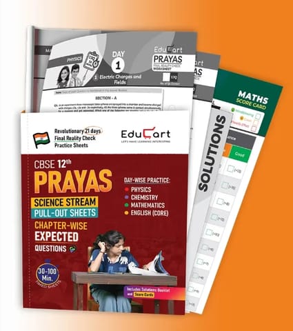 Educart PRAYAS CBSE Class 12 Chapterwise Most Important Questions (PYQs) - Physics, Chemistry, Mathematics and English Core | Latest Edition