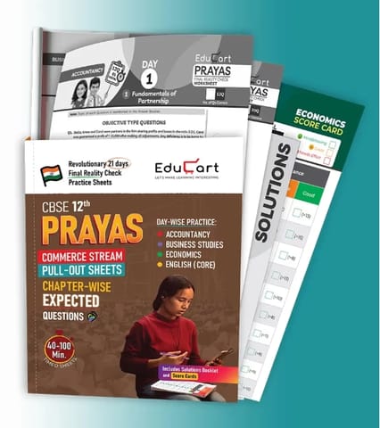 Educart PRAYAS CBSE Class 12 Chapterwise Most Important Questions (PYQs) - Accountancy, Business Studies, Economics and English Core | Latest Edition