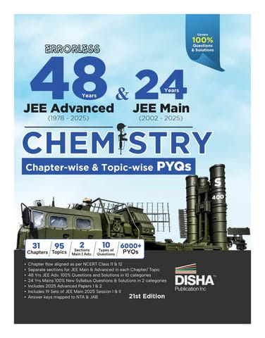 Disha Errorless 48 Years JEE Advanced (1978 - 2025) and 24 Year JEE Main (2002 - 2025) CHEMISTRY Chapter wise and Topic wise PYQs Book 21st Edition | Solved Papers Question Bank in NCERT Flow for JEE 2026