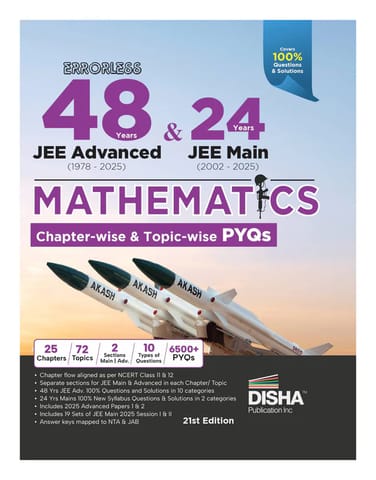 Disha Errorless 48 Years JEE Advanced (1978 - 2025) and 24 Year JEE Main (2002 - 2025) MATHEMATICS Chapter wise and Topic wise PYQs Book 21st Edition | Solved Papers Question Bank in NCERT Flow | JEE 2026