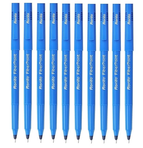 Rorito Fiber point Pen | Blue | Pack of 10 Pcs