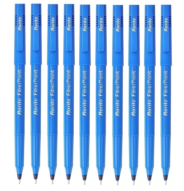 Rorito Fiber point Pen | Blue | Pack of 10 Pcs