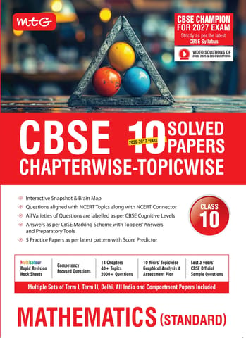 MTG Class 10 Mathematics Standard CBSE 10 Years Sample Question Papers | Latest Edition